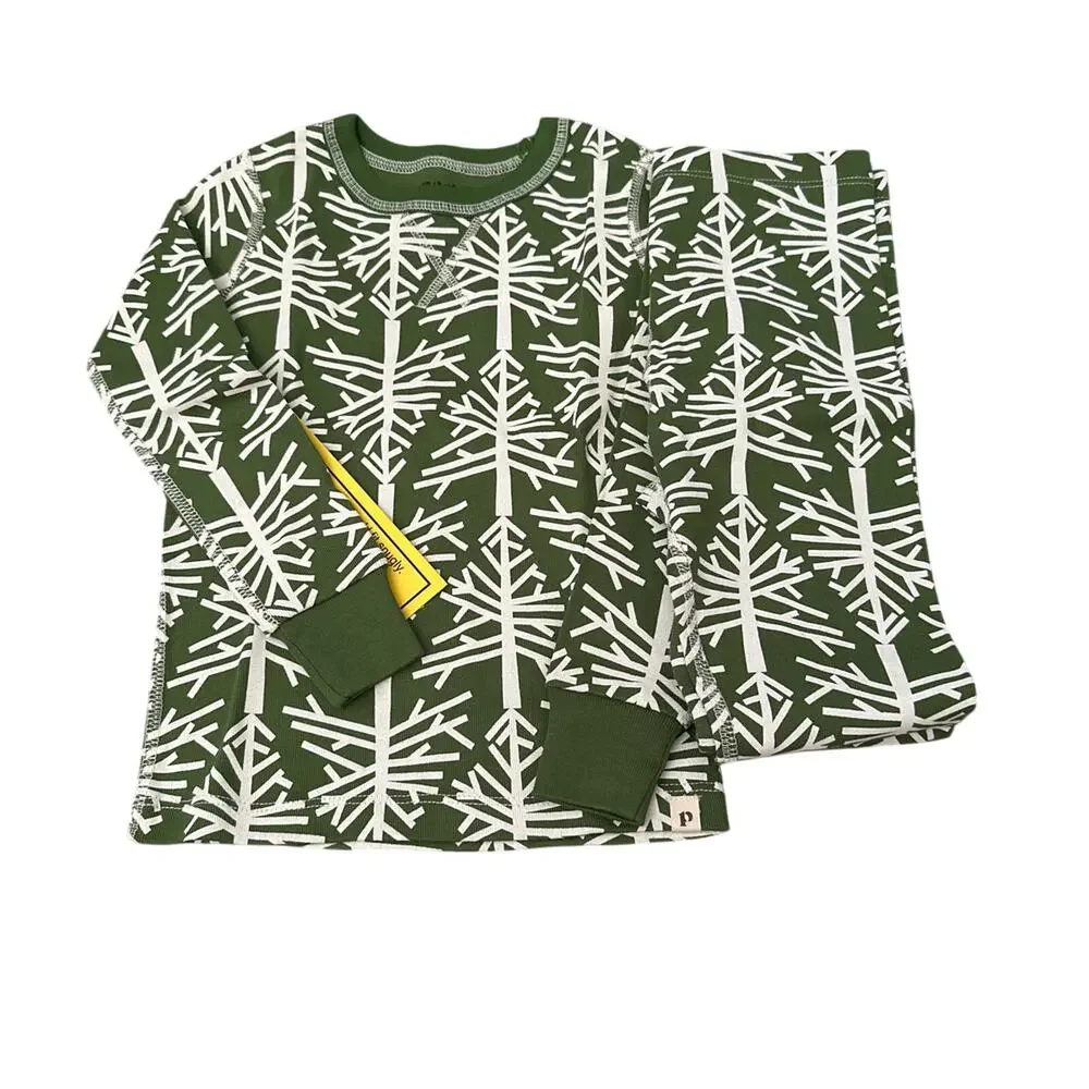 Pact Kids 2 Piece Tree Print Organic Cotton Pajama Set Size 2T New